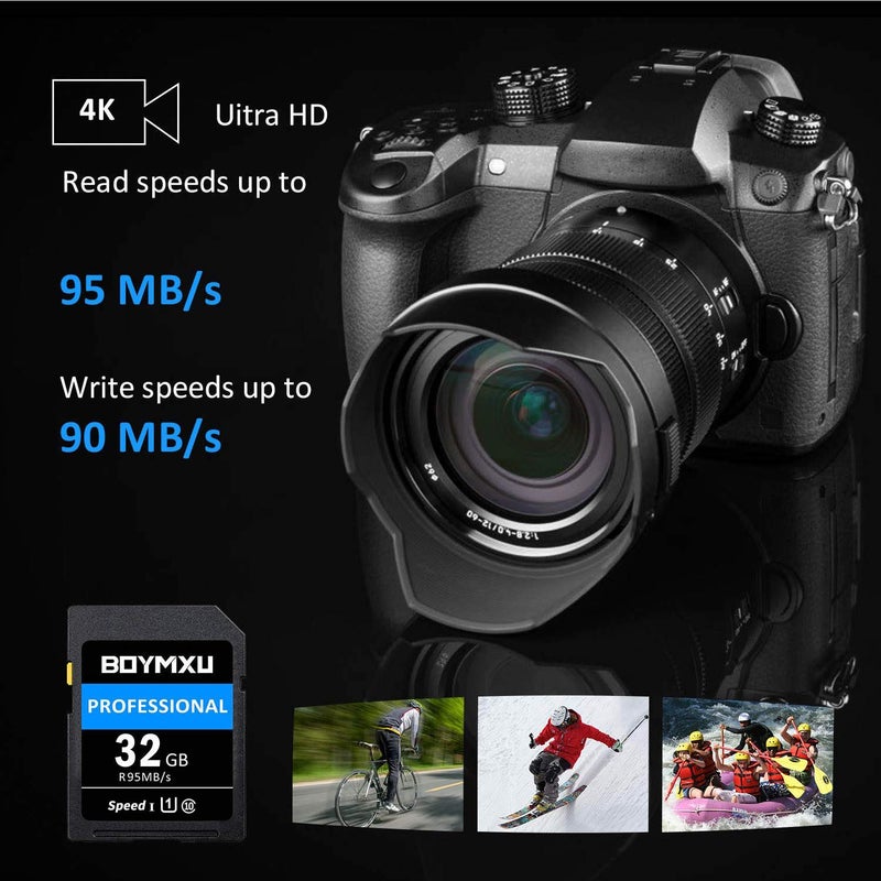 BOYMXU Professional 1000 x Class 10 UHS-I U3 Memory Card - 32GB, Compatible with Computers, Cameras and Camcorders, Up to 95MB/s Read Speed, Blue/Black - Image 2